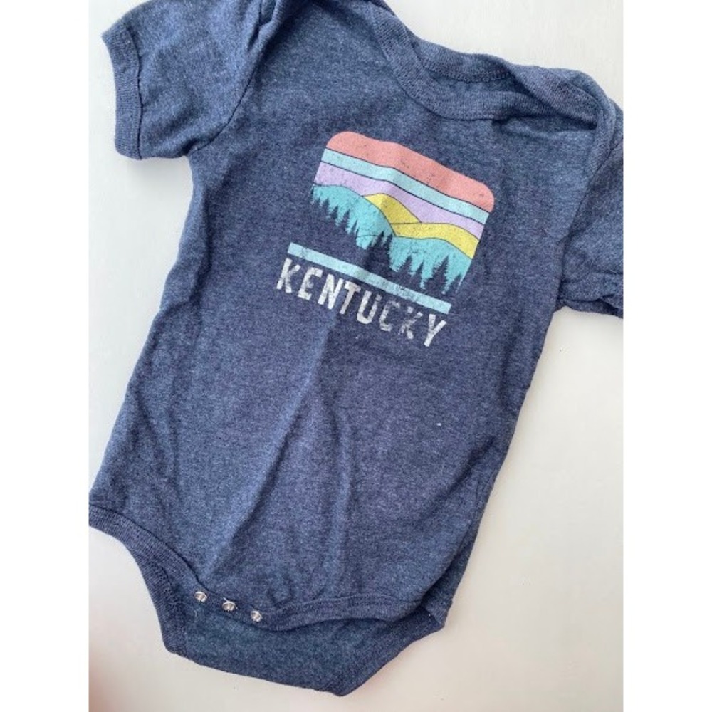 Home Free Kentucky Retro Sunset Forest Baby Bodysuit Heather Navy 18M